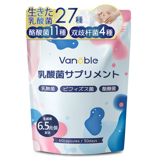 乳酸菌 サプリ 6.5兆個 酪酸菌 ビフィズス菌 オリゴ糖 食物繊維 イヌリン 菌活 耐酸性カプセル採用 国内製造 GMP認定工場 30日分60粒